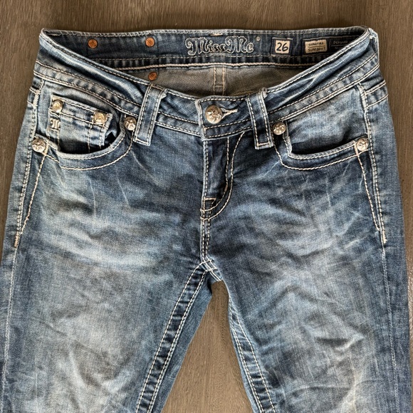 Miss Me 90’s Low Rise Slim Bootcut Denim Blue Jeans 26 - Picture 5 of 13